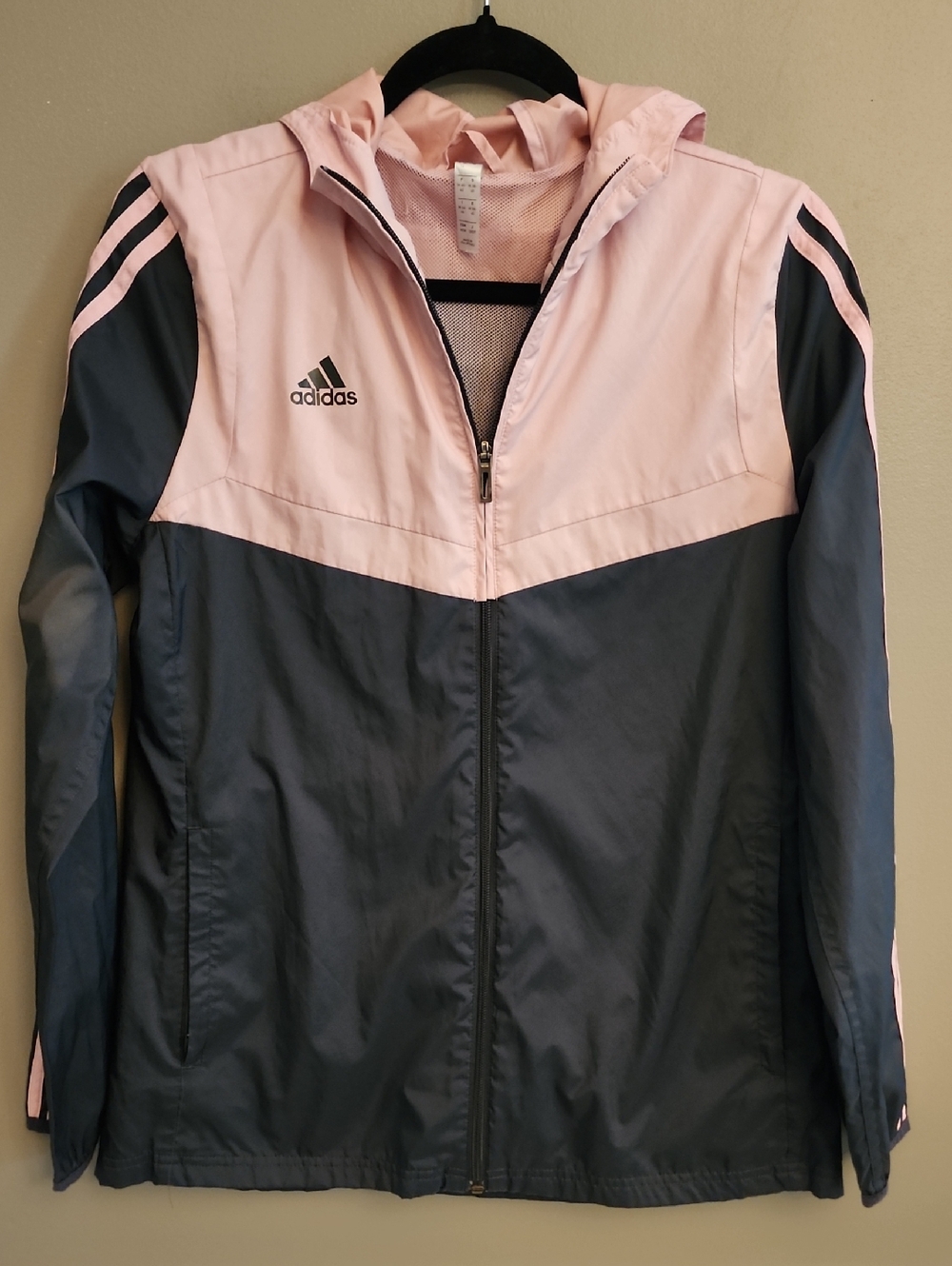 adidas Pink and Navy Hooded Utility Jacket